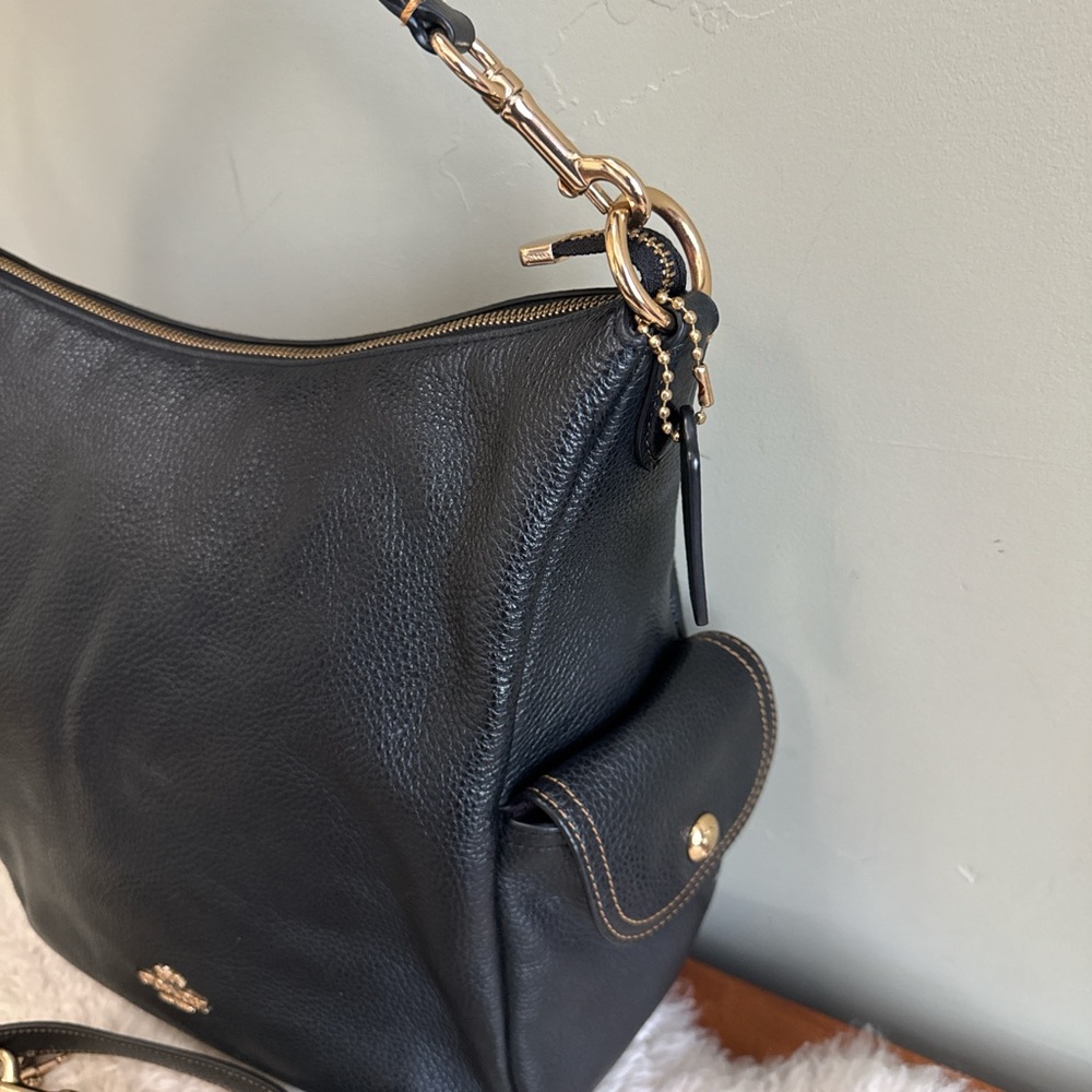 Coach Black Pebbled Leather Penny Hobo Bag - Picture 2 of 8